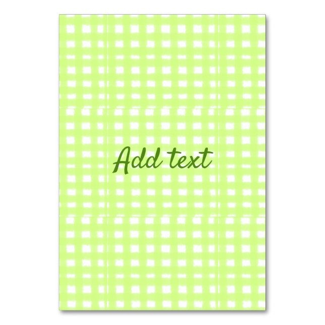 Watercolor grönt plaid ginham personlig add tex bordsnummer (Framsidan)