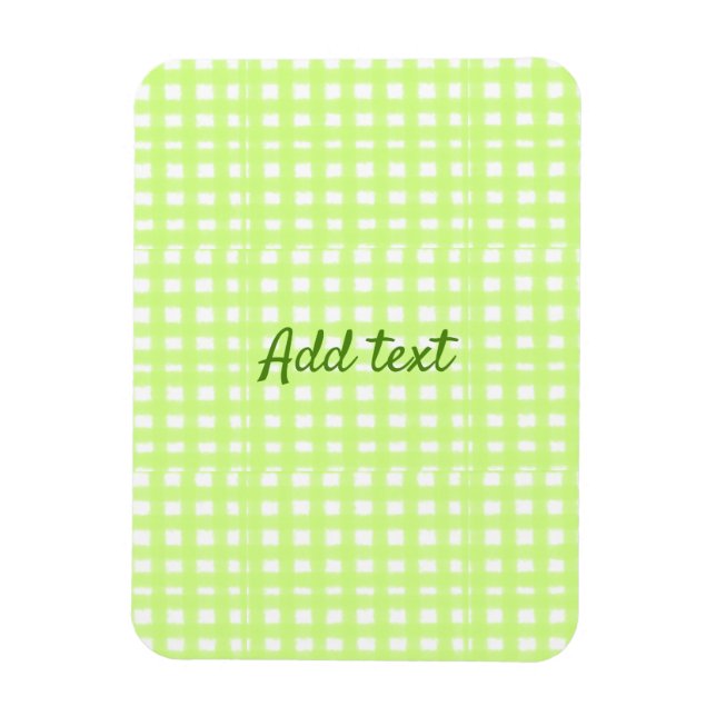 Watercolor grönt plaid ginham personlig add tex magnet (Vertikal)