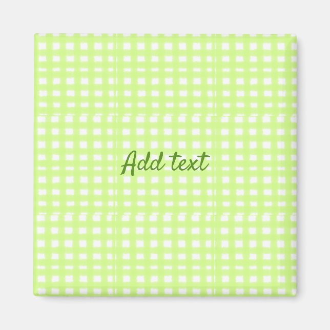 Watercolor grönt plaid ginham personlig add tex magnet (Framsidan)
