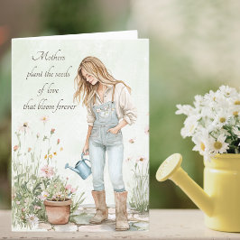 Watercolor Grönt Young Mamma Anpassningsbar Mors d Helgkort