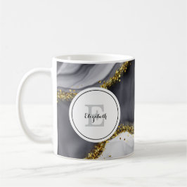 Watercolor Guld Black Personalize Coffee Mugg