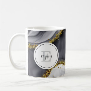 Watercolor Guld Black Personalize Coffee Mugg