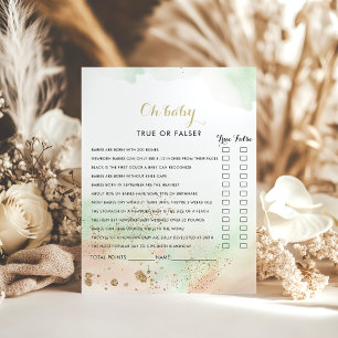 Watercolor Guld Confetti Oh Baby Shower Game