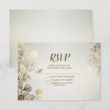 Watercolor Guld Eucalyptus Foliage Bröllop Shiny