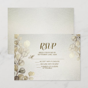 Watercolor Guld Eucalyptus Foliage Bröllop Shiny OSA Kort