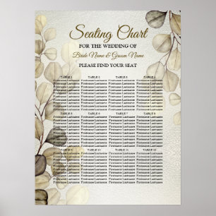 Watercolor Guld Eucalyptus Foliage Bröllop Shiny Poster
