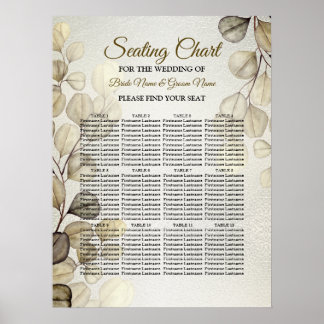 Watercolor Guld Eucalyptus Foliage Bröllop Shiny Poster