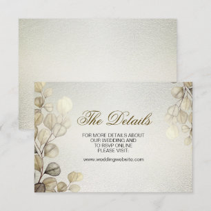 Watercolor Guld Eucalyptus Foliage Bröllop Shiny Tilläggskort