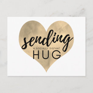 Watercolor Guld Heart Social Avstånd Hug Vykort