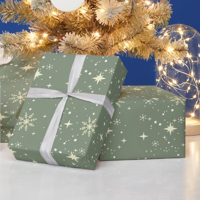 Watercolor Guld Snöflingor Glittery Gift Presentpapper (Helgdagar)