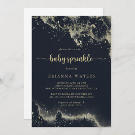 Watercolor Guld Stänk Calligraphy Baby Sprinkle Inbjudningar