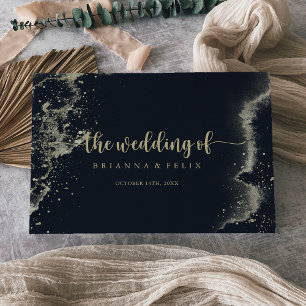 Watercolor Guld Stänk Calligraphy Bröllop Gästböcker