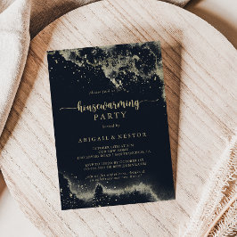 Watercolor Guld Stänk Houseuppvärmning Party Inbjudningar