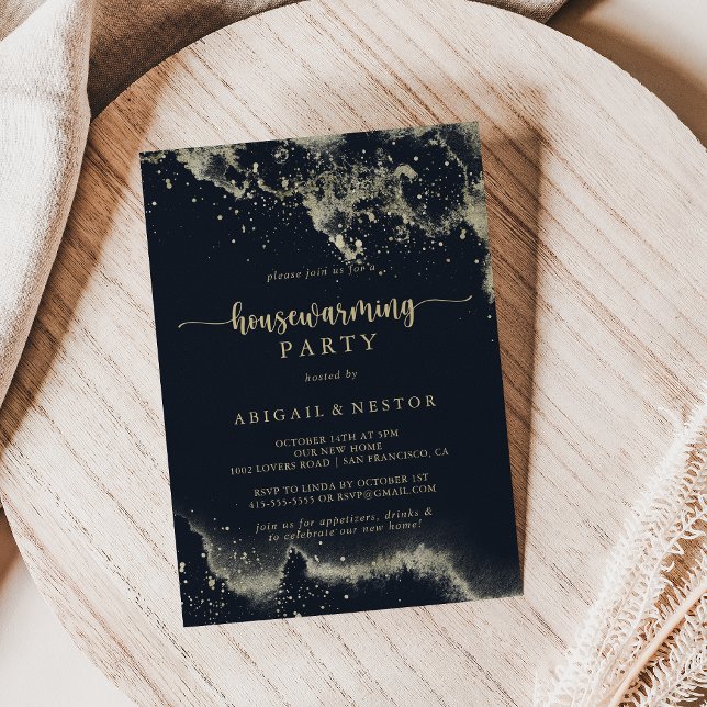 Watercolor Guld Stänk Houseuppvärmning Party Inbjudningar (Skapare uppladdad)