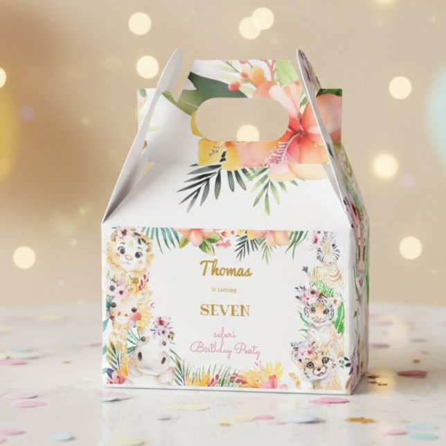 Watercolor guld Vild safari barns födelsedag Presentaskar (Skapare uppladdad)