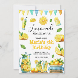 Watercolor Gult Lemonade Födelsedagsfest Invati Inbjudningar