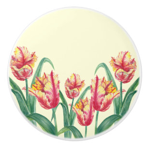 Watercolor Gult Parrot Tulip Blommigt Illustration Knopp
