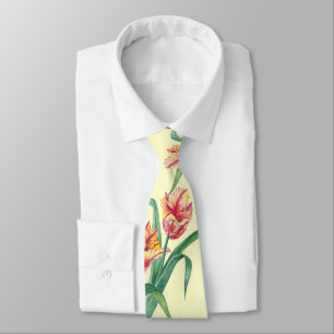 Watercolor Gult Parrot Tulip Blommigt Illustration Slips