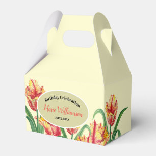 Watercolor Gult Parrot Tulips Plain Beige Presentaskar