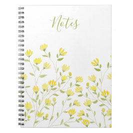 Watercolor gult Wildblomma Anteckningsbok