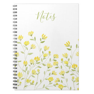 Watercolor gult Wildblomma Anteckningsbok