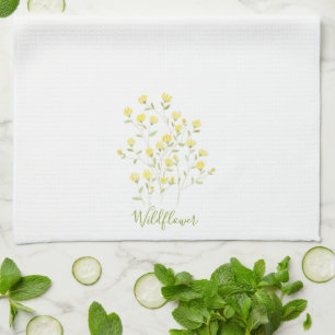 Watercolor gult Wildblomma Kökshandduk