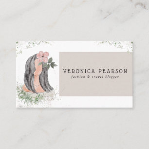 Watercolor Hair Mode Design Illustration Visitkort