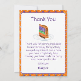 Watercolor Halloween Birthday Cake Tack Inbjudningar