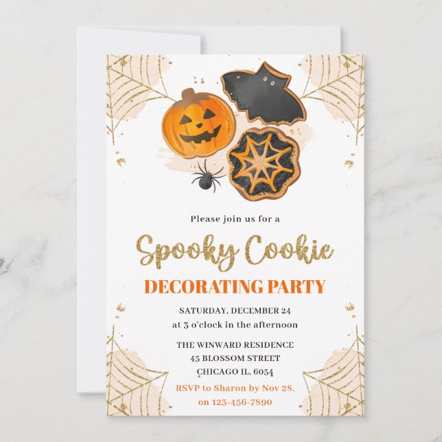 Watercolor Halloween Cookie Decorating Party Inbjudningar (Framsida)
