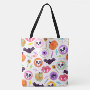 Watercolor Halloween Cookies Spooky Mönster Tote B Tygkasse