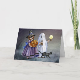 Watercolor Halloween Kids Kort