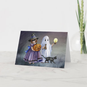 Watercolor Halloween Kids Kort