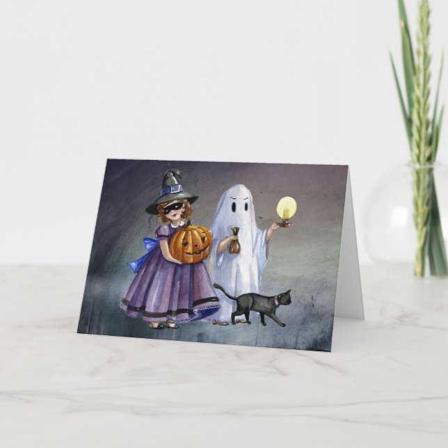 Watercolor Halloween Kids Kort (Framsida)