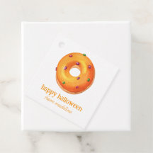 Watercolor Halloween Orange Donut