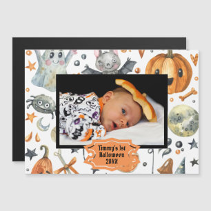 Watercolor Halloween Photo Ram Magnetisk Inbjudningskort
