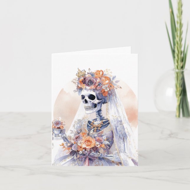Watercolor Halloween Skeleton | Mappat antecknings Anteckningskort (Framsida)
