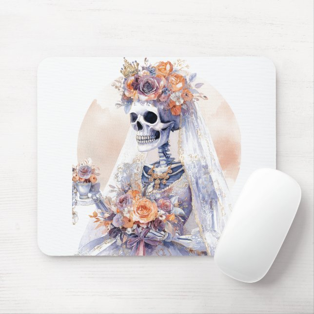 Watercolor Halloween Skeleton Mousepad Musmatta (Med mus)