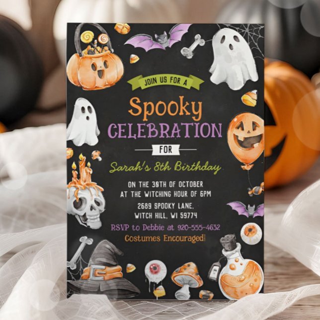 Watercolor Halloween-taloky En födelsedag Inbjudningar (Skapare uppladdad)