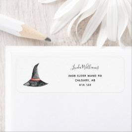 Watercolor Halloween Witch-Eleganten - enkel Returadress Etikett