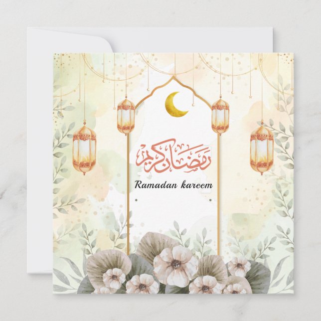 Watercolor Hälsning Ramadan Kareem Julkort (Framsida)