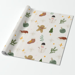 Watercolor Hand-Drawn Christmas Seamless Pattern Presentpapper