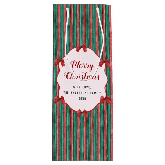 Watercolor Hand Drawn Red Bows Stripes Christmas (Framsidan)