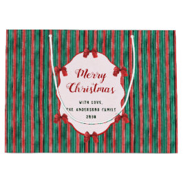 Watercolor Hand Drawn Red Bows Stripes Christmas