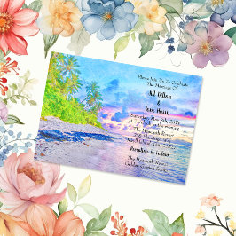 Watercolor Handflatan Beach Sunset Bröllop Inbjudningar