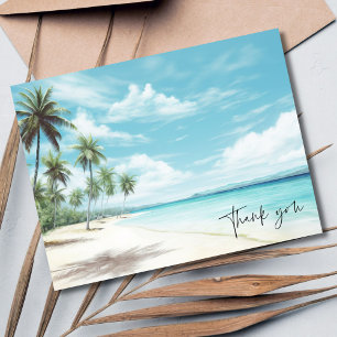 Watercolor Handflatan Träd Beach Wedding Tack Vykort