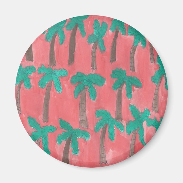 Watercolor Handflatan Träd Mönster Magnet (Framsidan)