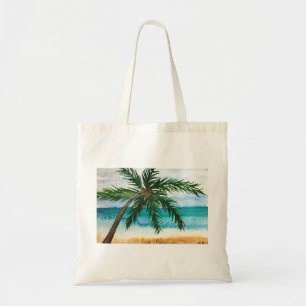 Watercolor handflatan träd strand sea hawaii kustn tygkasse