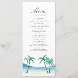 Watercolor Handflatan Träd Tropical Beach Wedding Meny
