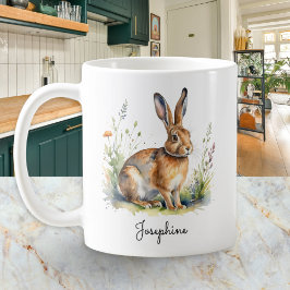 Watercolor Hare Country Wildlife Personalized Kaffemugg