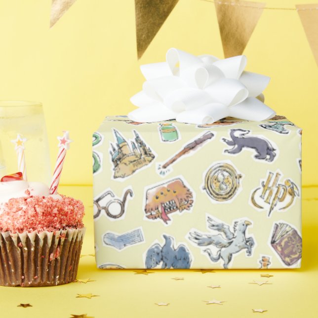 Watercolor Harry Potter Icons Wrapping Papper Presentpapper (Födelsedagsfest)